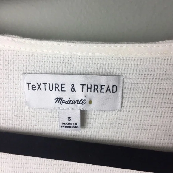 Madewell Texture & Thread Jacquard Tie Front Long Sleeve Cream Top Size Small - Picture 4 of 10